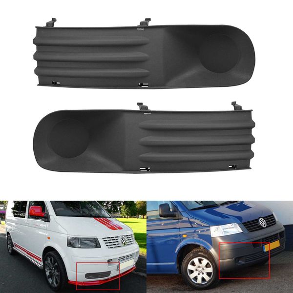 

1 pair for vw transporter t5 03-09 front bumper grille fog light cover no hole new uk