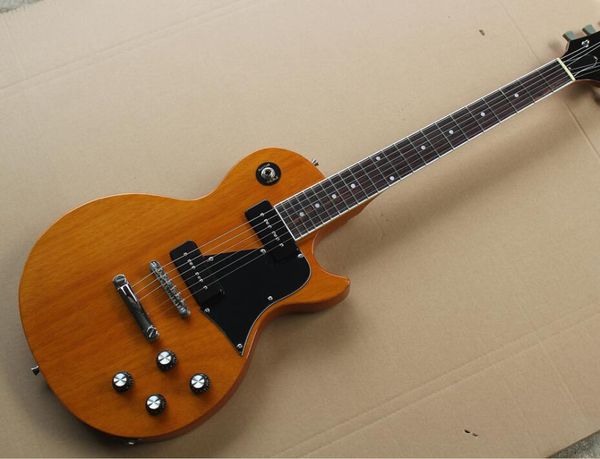 

бесплатная доставка завод пользовательские оранжевый электрогитара с черной накладкой, chrome оборудований, красное дерево, палисандр тело г