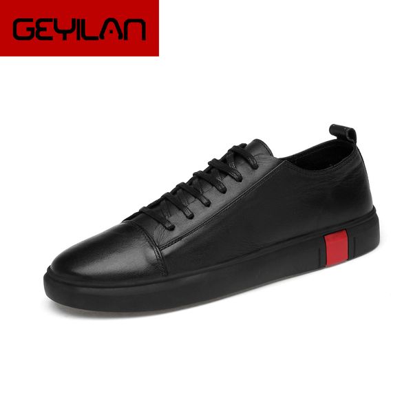 

fashion men genuine leather walking oxfords flats shoes men sneaker shoes casual lace up tenis masculino big size 47, Black