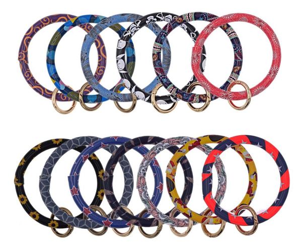 

leather bracelet keychain sunflower serape leopard pu leather bracelets o key ring circle bracelet wristlet jewelry wrist strap qjs66325415, Slivery;golden