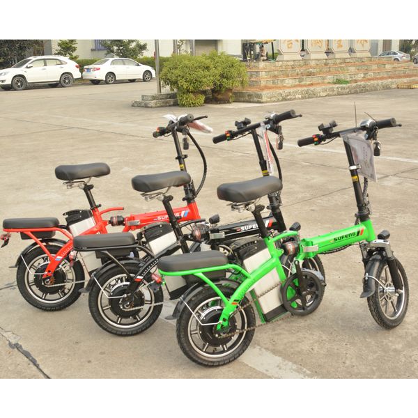 

заводские электрический велосипед 14-дюймовый бесплатная доставка легкий складной вождения электрический велосипед новый продукт, Silver;blue