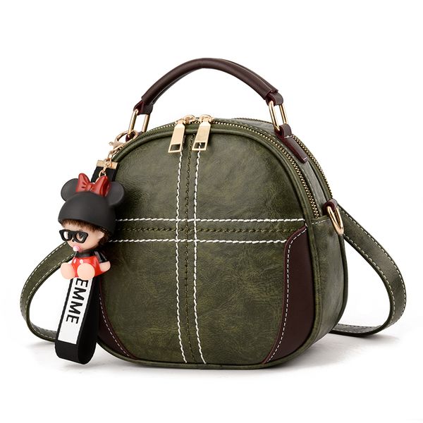

handle women pu leather small handbags casual fashion designer ladies phone bag shoulder girls round cross body zipper bags