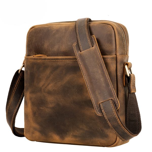 

genuine leather men handbag bag mens messenger shoulder hand bag crazy horse business briefcase male cross body flap casual tote