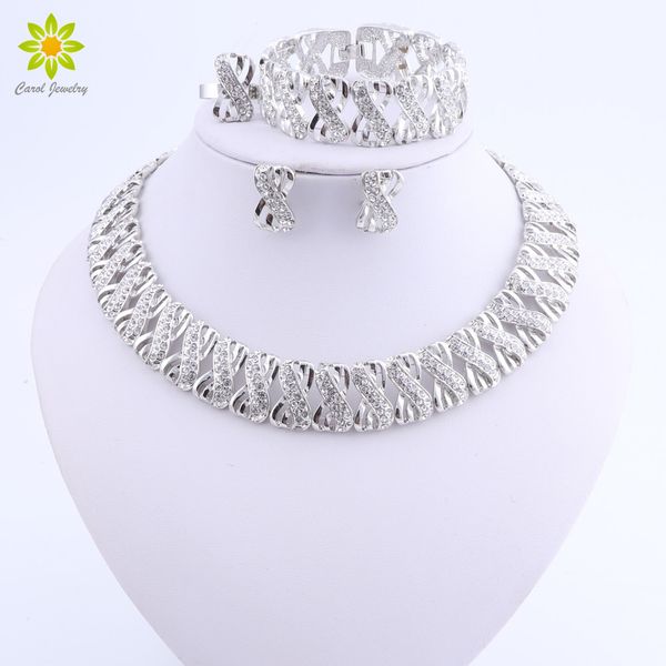 

indian dubai wedding jewelry sets for brides vintage african costume jewerly set silver plated nigerian women jewelry set c19021601