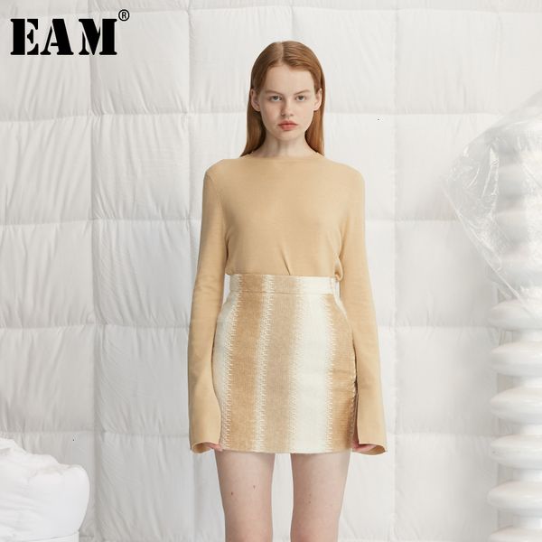 

eam] high waist khaki white gradual color temperament mini half-body skirt women fashion tide new spring autumn 2019 1h664, Black