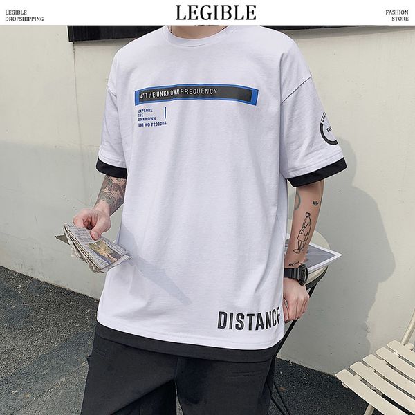 

разборчиво hip hop с коротким рукавом футболки мужчины 2020 summer casual печатные футболки мужчины сыпучие япония уличная, White;black