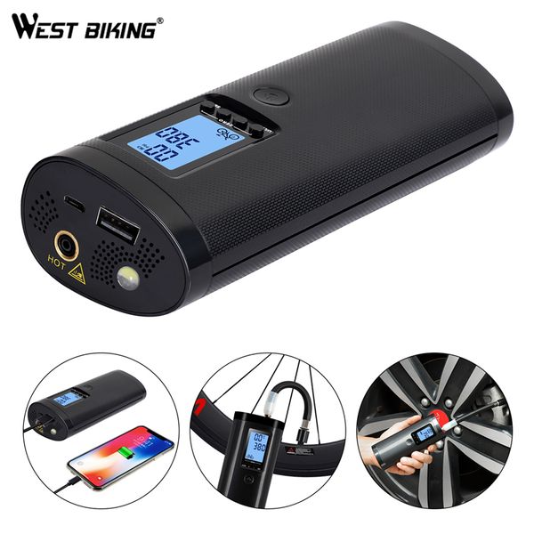 

west biking bike electric pump intelligent air inflator mtb road bicycle car tire ball pump rechargeable power bank bicycle