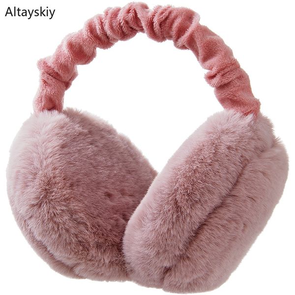 

earmuffs women winter warm soft plush solid folding womens simple ear korean style kawaii all-match earmuff trendy antie, Blue;gray