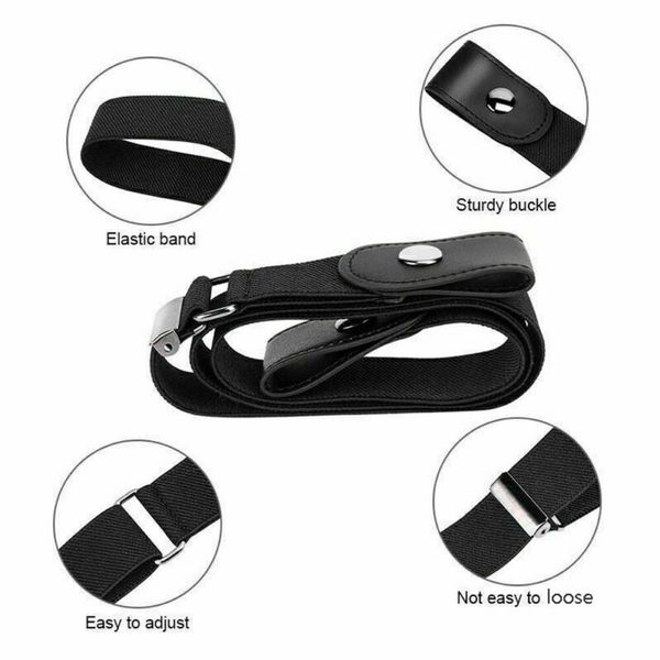 

women's buckle-elastic belts invisible belt for jeans no bulge hassle band fashion casual adjustable button canvas belt, Black;brown
