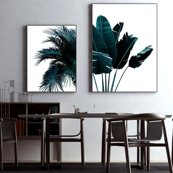 

современный темно-зеленый пальма растение poster полотна ботаника wall art prints плакат фото гостиного home decor no frame