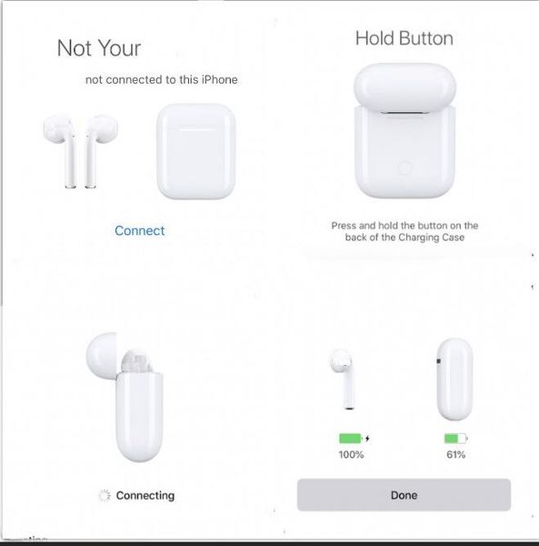 

100% реальный дисплей батареи с восприятием с W1 клип мини Беспроводной Bluetooth Наушни