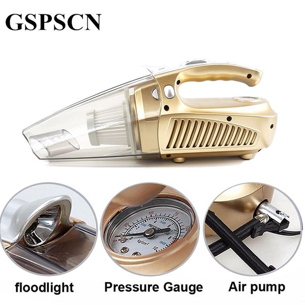 

gspscn multi-function portable car vacuum cleaner 12v 120w wet and aspirador pressure pneumatic lighting tire inflatable pump