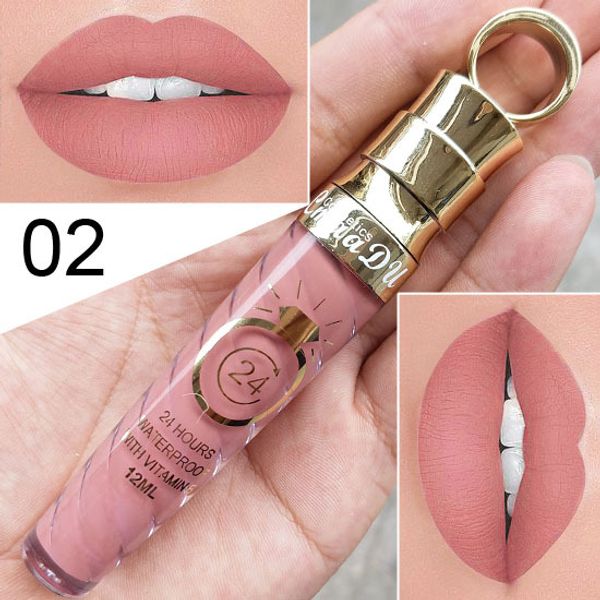 Batom Líquido fosco À Prova D 'Água de Longa Duração Pigmento Sexy Nudez Glitter Estilo Lip Gloss Beleza Vermelho Tonalidade Do Lábio