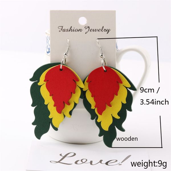 

деревянные серьги для женщин легкие листовые подвески многоцветные серьги заявление этнические ювелирные изделия источник производители пост, Silver