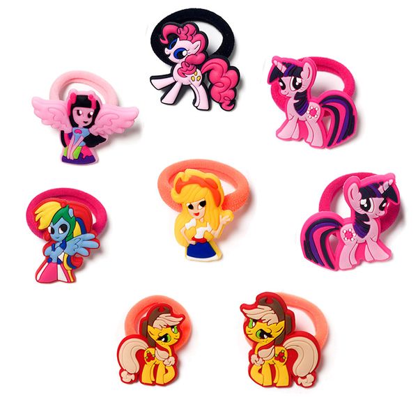 

8pcs/lot unicorn little horse cartoon kids hair bands headbands girls headwear children hair accessories elastic barrettes, Slivery;white