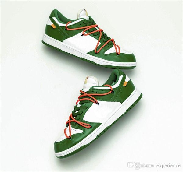 

2019 original authentic off sb dunk low x white leather pine green ct0856-100 university gold university red men running shoes sneakers