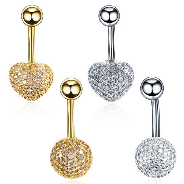 

1pc steel ombligo piercings 14g bling heart navel piercings belly button piercing dangle earring nombril body jewelry, Slivery;golden
