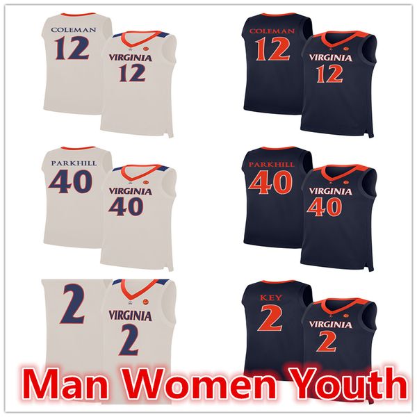 

customize ncaa virginia cavaliers basketball jerseys barry parkhill 40 braxton key 2 chase coleman 12 jersey any name number size s-5xl, Black
