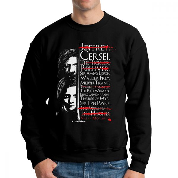 

jaime will kill cersei men's hoodie long sleeve classic organic cotton pullovers apparel, Black