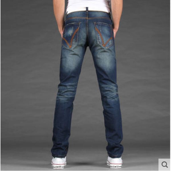

the blue han edition elastic jeans male leisure feet straight cultivate one's morality cowboy pants