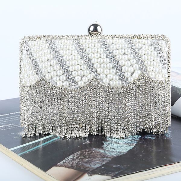 Designer-Einzelhandel/Großhandel, brandneue, handgefertigte, fantastische Glitzer-Clutch/Abendtasche mit Perlen und Satin/PU für Hochzeit/Bankett/Party/Porzellan