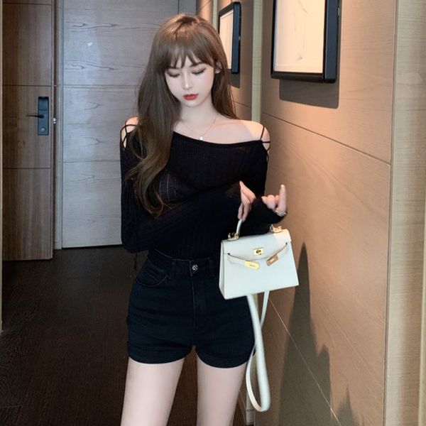 

nana fashion womens clothing store this years popular temperament off-shoulder all-match pullover sweater fashion fashion korean versio, White