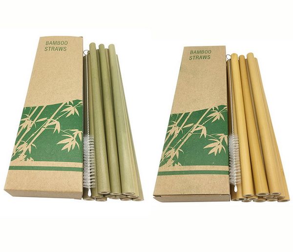 

dhl 100set 12pcs/set+brush+box bamboo drinking straws reusable eco-friendly party kitchen + clean brush