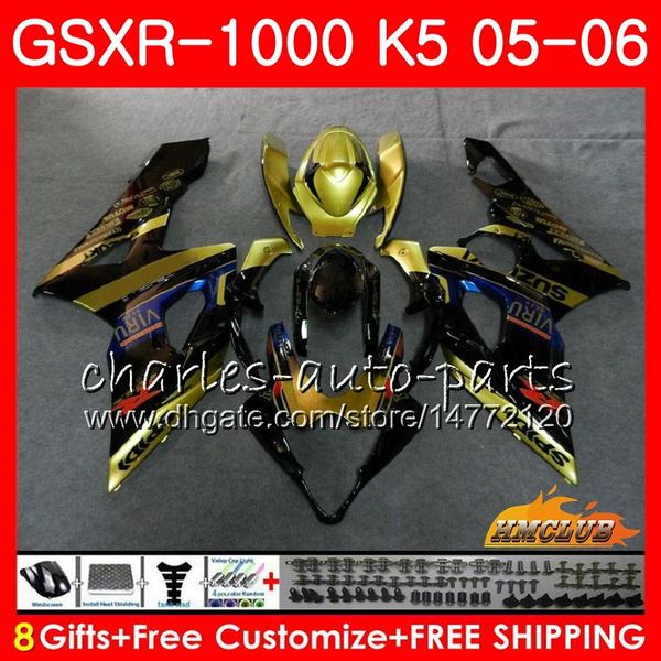 

Кузов + капот Для SUZUKI GSXR-1000 GSXR 1000 05 06 Кузов 11HC.45 GSX-R1000 GSXR1000 05 06 золотисто-черный K5 GSX R1