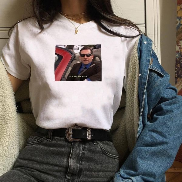 

2019 new summer fashion women the office tv show white t-shirt short sleeve o-neck harajuku streetwear tshirt