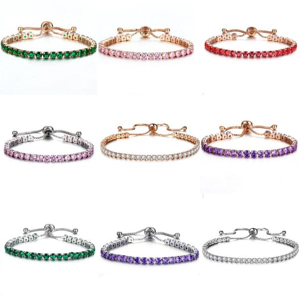 

wkoud luxury cubic zirconia tennis bracelets iced out chain crystal wedding bracelet for women men gold silver bracelet jewelry, Black