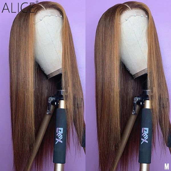 

alice 13x6 straight lace front human hair wigs pre plucked brazilian non-remy 8"-24" glueless wigs with baby hair, Black;brown