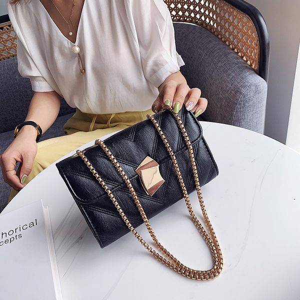 

anti-theft brush handbag new pu handbag 2019 classic ling chain shoulder inclined across packages in small bag