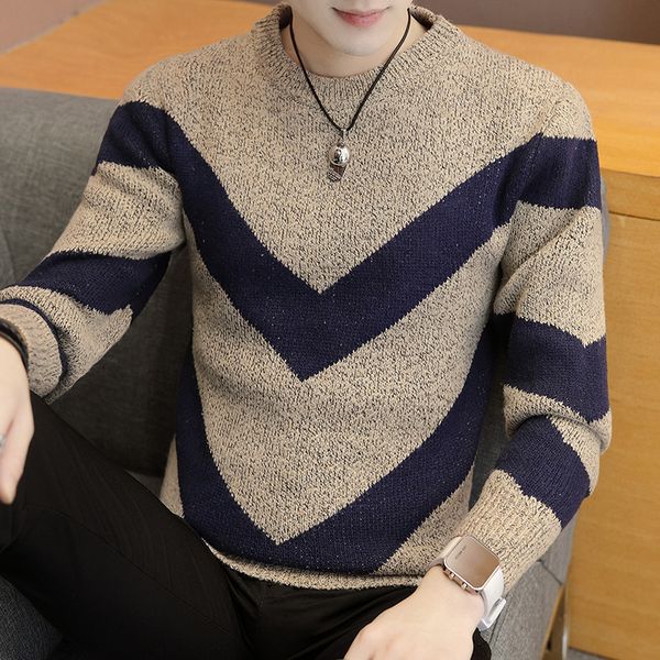 

2020 brand male pullover sweater men knitted jersey striped sweaters mens knitwear clothes sueter hombre camisa masculina 100, White;black