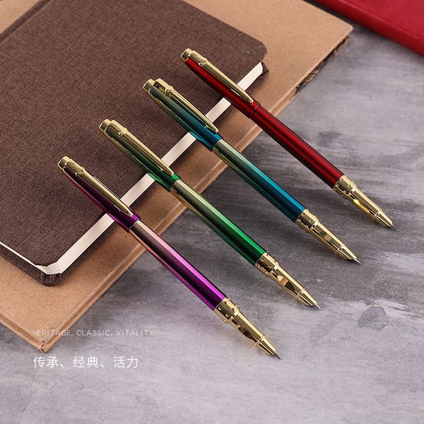 penna stilografica designer Wing Song colori sfumati placcati lucidi 0 38mm pennino fine penna stilografica per calligrafia per studenti