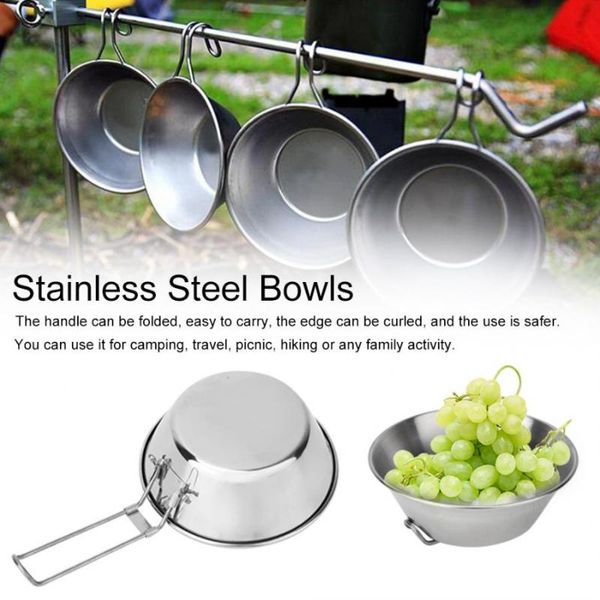 

portable foldable stainless steel camping bowls for outdoor, camping, hiking, picnic, bbq for outdoor picnic accessories