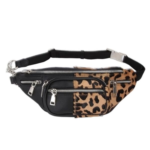 

quality leopard stitching velvet sheepskin chain waist bag bananka travel leisure fanny pack women walking belly band belt bag t200113