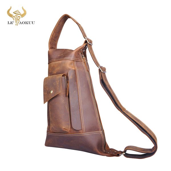 

trend мужчины качество сумасшедшая лошадь кожа повседневная мода crossbody chest sling сумка design travel одно плечо сумка рюкзака мужчина
