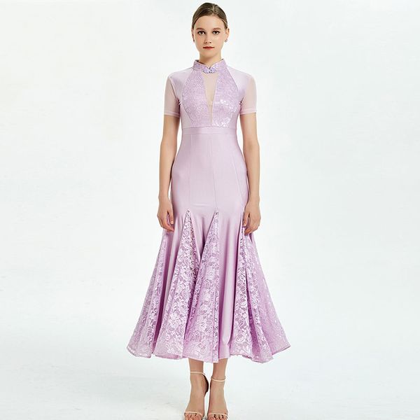 

ballroom dance competition dresses women lace waltz foxtrot tango standard dance practice performance clothing customized dc3582, Black;red