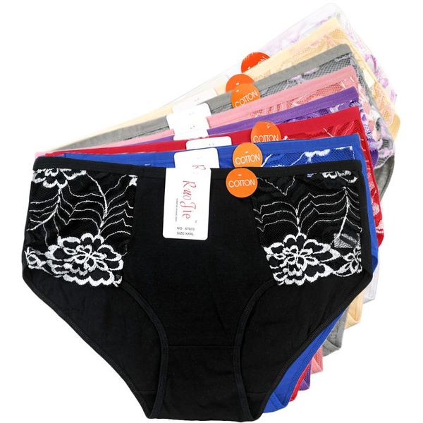 

women's panties 5pcs plus size underwear big yards 2xl/3xl large lady mum pants pure color cotton intimates 67603, Black;pink