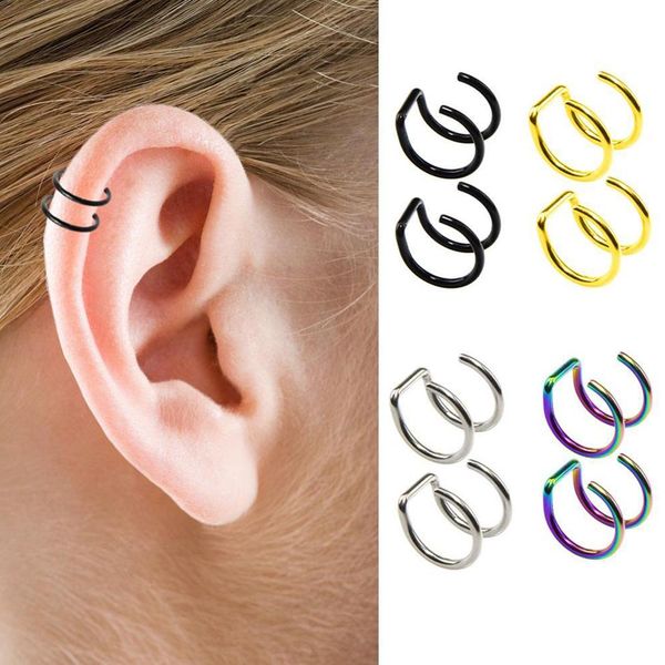 

1 pc stainless steel earing cuff clip on earrings ear cuffs non pierced earring for women men ear clips jewelry accessories, Silver