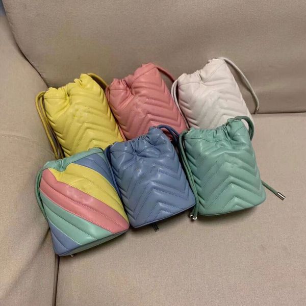 

deisgner famous mini bucket ladies letter pure color messenger bag shoulder bag cross body fashion chain cowhide leather 6 colors cash sale