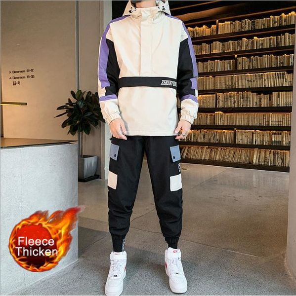 

мужские роскошные tracksuit теплая зима sportwear длинные рукава повседневная velvet толстовка с повседневный jogger брюки homme пот костюмы, Gray