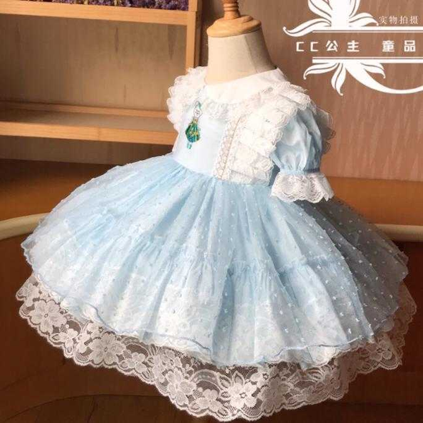 

baby girl summer cat blue mesh lace vintage spanish lolita princess ball gowndress for girl birthday party, Red;yellow