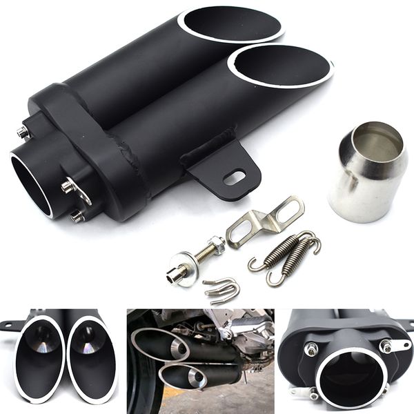 

universal 38-51mm motorcycle double tube muffler for er-6f er-6n zx-6 zzr600 zx9r z750 ninja 650r z750s