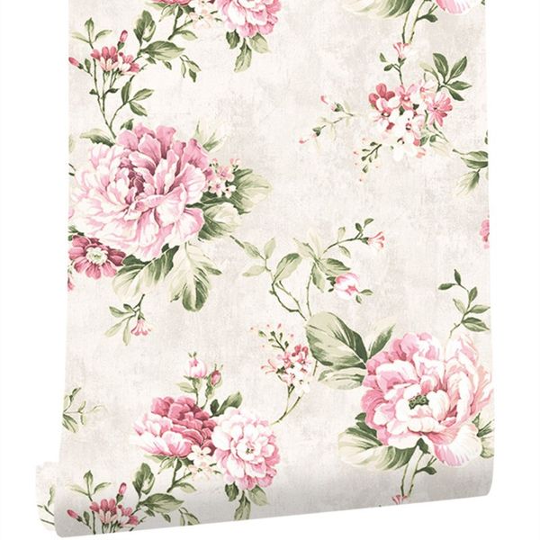 

american country retro pastoral plain large flower non-woven wallpaper roll warm bedroom wedding room living room wall decor covering