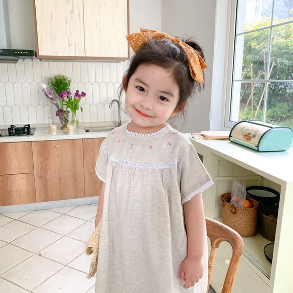 

summer new arrival selling japanese style embroidered lace cotton cute sweet short sleeve dress for baby girls t200417, Red;yellow