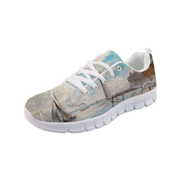 

outdoor sneakers men customizable shoes sea and boat painting printed white bottom flats breathable spring shoes sneakers mens, Black