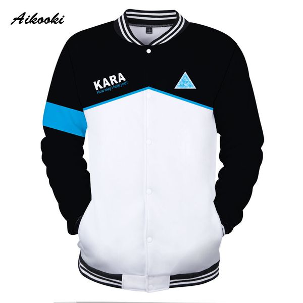 

new jackets detroit become human 3d uniform baseball jackets men/women game style 3d clothes o-neck xxs, Black