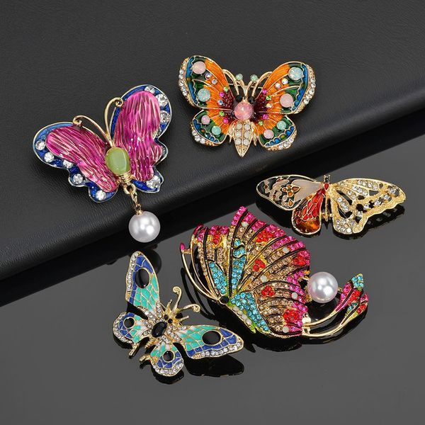 

yoalloy purple enamel butterfly brooches men and women's metal rhinestone insects banquet wedding brooch gifts, Gray