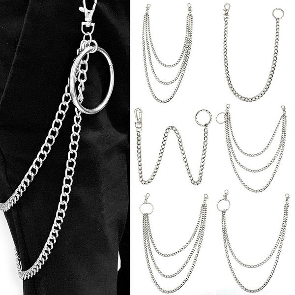 

street big ring pendant key chain rock punk trousers hipster key chains pant jean keychain hiphop portachiavi kpop accessories, Slivery;golden